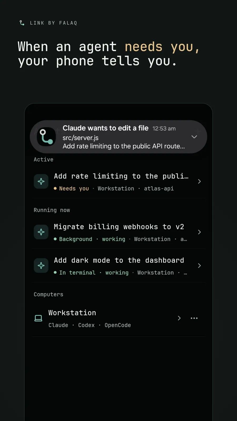 Link notification: Claude wants to edit a file